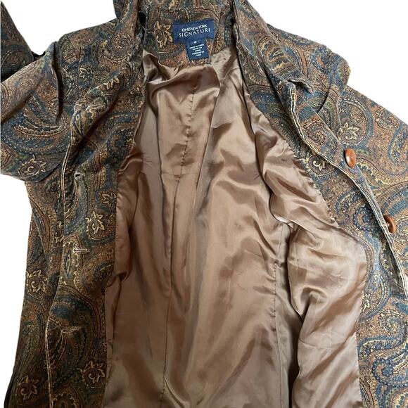 Jones New York Signature Blazer Jacket Womens 6 Brown Paisley Corduroy Button Up - Picture 6 of 12